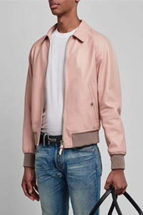 TF Light Pink Harrington Leather Jacket