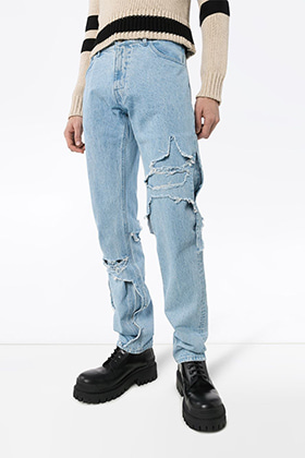 R Layered Distressed LIGHT BLUE Jeans