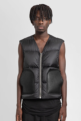 R Leather Pocket Down Vest